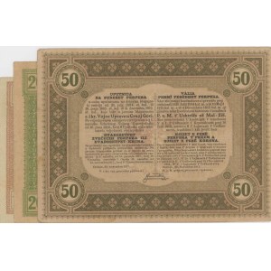 MONTENEGRO 1915 lot de 3 tickets : 10 Perpera pick#m151 +...