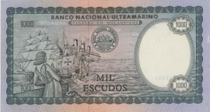 MOZAMBIQUE 1000 Escudos 1972 pick#112a number in pencil...