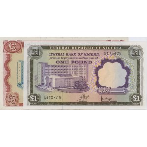 NIGERIA lot de 2 billets 1968 : 1 livre pick#12a + 5 livres...