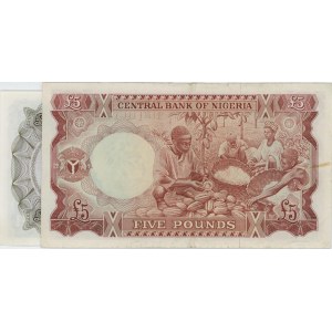 NIGERIA lot de 2 billets 1968 : 1 livre pick#12a + 5 livres...