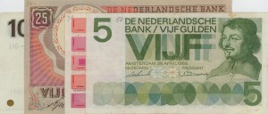 HOLLAND lot of 4 banknotes 1955-1989 5+25+25+100 Gulden - s...