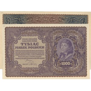POLOGNE lot de 2 billets : 1000 Marek 1919 pick#27 + 5000...