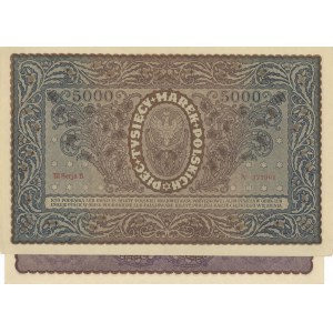 POLOGNE lot de 2 billets : 1000 Marek 1919 pick#27 + 5000...