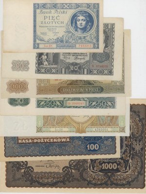 POLAND Lot of seven banknotes, good preservations, insie...