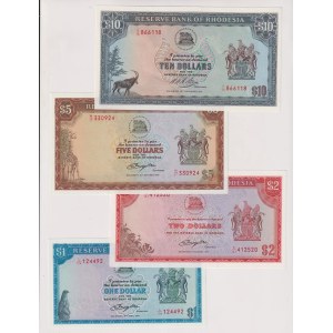 Rhodésie - ensemble de 4 billets de 1,2,5 et 10 Dollars US de 19...