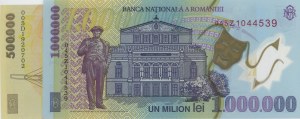 ROMANIA lot of 2 banknotes: 1000000 Lei 2003 pick#116a + 5...