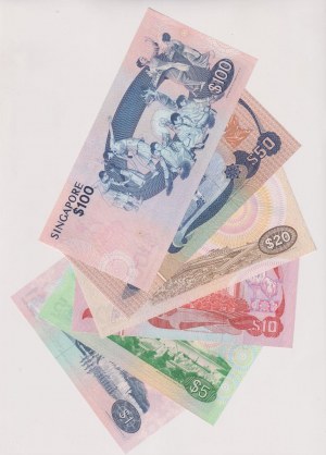 Singapore - set of 6 banknotes of $1,5,10,20,50,100...