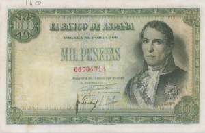 ŠPANĚLSKO 1000 peset 1949 pick#138 číslo tužky...