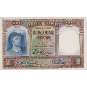 SPAGNA 500 Pesetas 1931 picK#84 numero a matita...