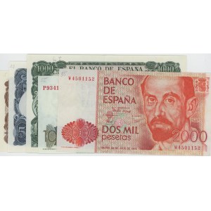SPAGNA lotto di 5 biglietti: 100 Pesetas 1970 pick#152 + 500...
