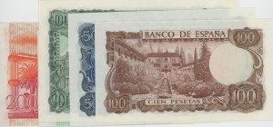 SPAIN lot of 5 tickets: 100 Pesetas 1970 pick#152 + 500...