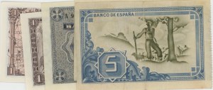 Španělsko lot of 5 tickets: 5 Pesetas 1937 BilBao pick#s561...