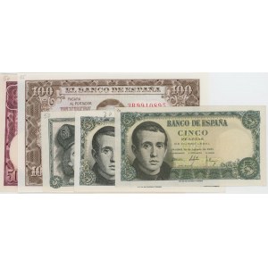 SPAGNA lotto di 5 biglietti: 5 Pesetas 1948 pick#136 + 5 Pes...