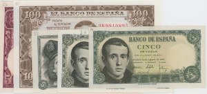 SPAIN lot of 5 tickets: 5 Pesetas 1948 pick#136 + 5 Pes...