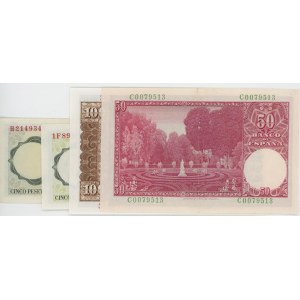 SPAGNA lotto di 5 biglietti: 5 Pesetas 1948 pick#136 + 5 Pes...