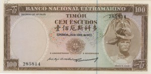 TIMOR 100 Escudos 1963 pick#28a number in pencil...