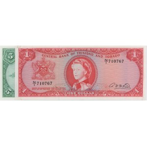 TRINIDAD A TOBAGO lot 2 tiketů: $1 1964 pick#26b +...