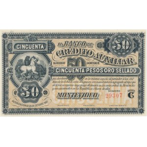 URUGUAY MONTEVIDEO 50 Pesos 1887 pick#s165r numéro de crayon...