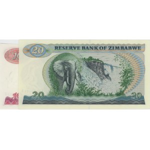 ZIMBABWE lot de 2 billets : $10 1980 pick#3a + $20 1983 p...