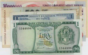 Sada 5 světových bankovek: MAĎARSKO - MALTA - SLOVENSKO...