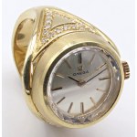 OMEGA -Watch/ring- 18kt gold object with small diam...