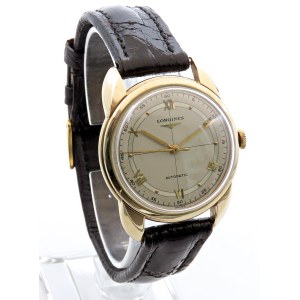 LONGINES. Mouvement à remontage automatique. Boîtier en or 14 carats,...