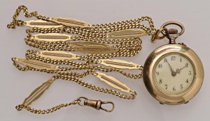 Women's pocket watch, double case in 18kt. rose gold. c...