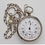 POCKET CLOCK -F.Colin. Double 800 silver case with ...
