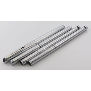 AURORA -Lot de 4 Stylos Plume - Corps en métal argenté -...