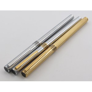 AURORA -Lot de 3 stylos plume - Corps en métal argenté...