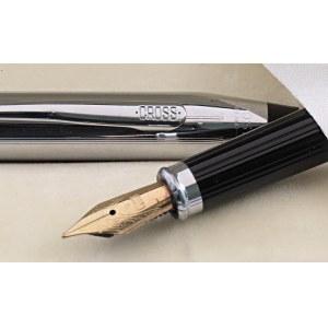 CROSS -Penna Stilografica- Corpo e cappuccio argentato. Rica...
