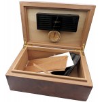 Wooden cigar box. Hygrometer and cigar box with two...