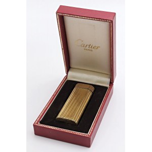CARTIER -Zapalovač - žlutě pozlacené tělo, výška 7 cm, s...