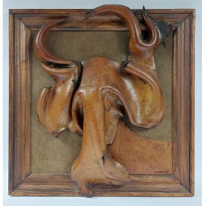 Tadeusz Kobak (1927 - 2015), Bas-relief - Buffalo - leather form, 1988.