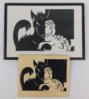 Tadeusz Kobak (1927 - 2015), Grafika - wilk i owca
