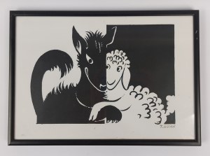 Tadeusz Kobak (1927 - 2015), Grafika - wilk i owca