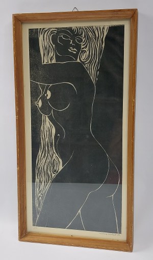Tadeusz Kobak (1927 - 2015), Grafika - akt długowłosej, 1980 r.