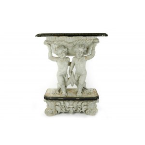 Consolle Genovese con base a putti scolpiti.