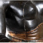 Grande scultura in stile veneziano raffigurante moro in legno policromo e dorato della fine del XIX secolo