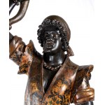 Grande scultura in stile veneziano raffigurante moro in legno policromo e dorato della fine del XIX secolo