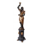 Grande scultura in stile veneziano raffigurante moro in legno policromo e dorato della fine del XIX secolo