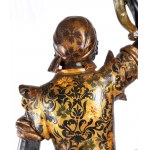 Grande scultura in stile veneziano raffigurante moro in legno policromo e dorato della fine del XIX secolo