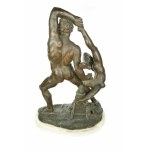 Sculpture en bronze représentant Hercule et Lica sur une base en marbre