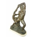 Sculpture en bronze représentant Hercule et Lica sur une base en marbre