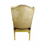 Poltrona Bergere-chaise longue in pelle con decori su seduta e schienale