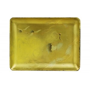 Petit plateau rectangulaire en bois doré