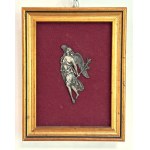 2 sculturine in argento entro cornici dorate