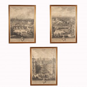 Giuseppe Vasi (Corleone, 1710 - Roma, 1782), Lotto di tre acqueforti