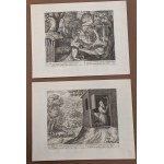 Lotto di 14 incisioni di anacoreti e un frontespizio incise da Raphael Sadeler da disegni di Martin de Vos