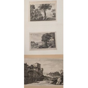 Gabriel Perelle (Vernon, 1604 - Paris, 1677), Lot de trois gravures représentant des paysages avec des voyageurs